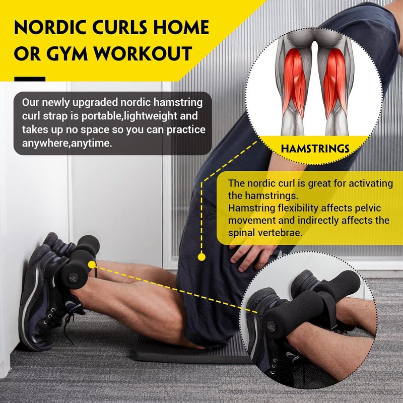 COFOF Nordic Hamstring Curl Strap, Nordic Curl Strap Holds 420 Pounds Great for Hamstring Curls, Sit-ups, Spanish Squats, Ab Workout, 5 Second Setup Nordic Curl Strap Home Fitness Equipment - Image 2